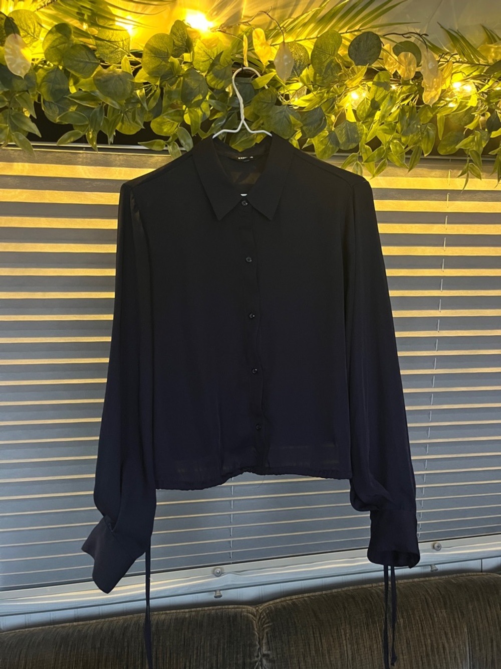 Express Black Button-Down Collared Blouse